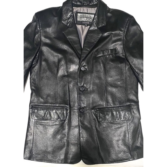PELLE STUDIO WILSONS BLACK LEATHER MEN'S JACKET/BLAZER - Picture 4 of 15
